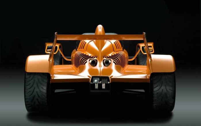 Широкоформатные обои Вид сзади Caparo T1, Оранжевый Капаро (Caparo T1)