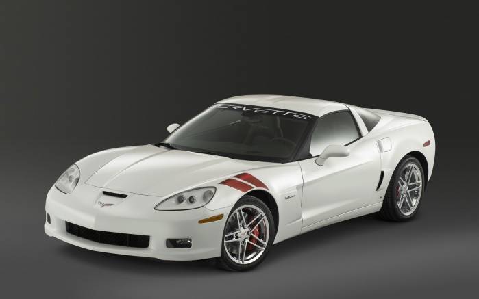Широкоформатные обои Вид сбоку Chevrolet Corvette C6 Z06 Ron Fellows, Вид сбоку Шевроле Корвет Рон Фелловс (Chevrolet Corvette C6 Z06 Ron Fellows)
