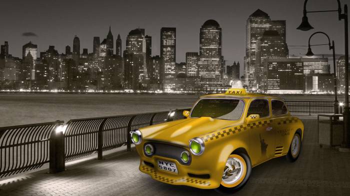 Широкоформатные обои Городское такси, Дорога из Нью-Джерси
