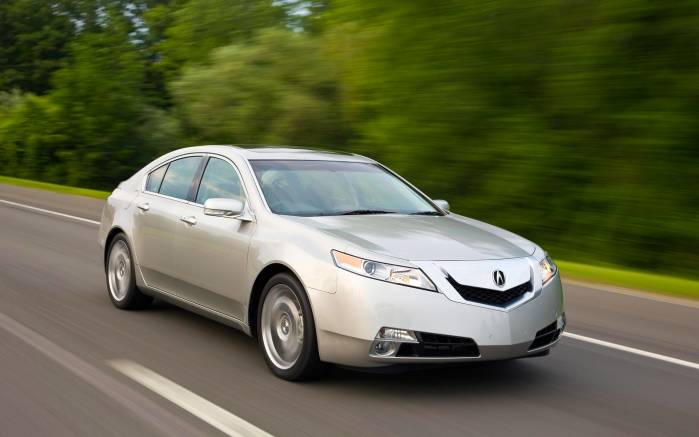 Широкоформатные обои Acura TL 2009 на дороге вид спереди, Акура (Acura TL 2009)