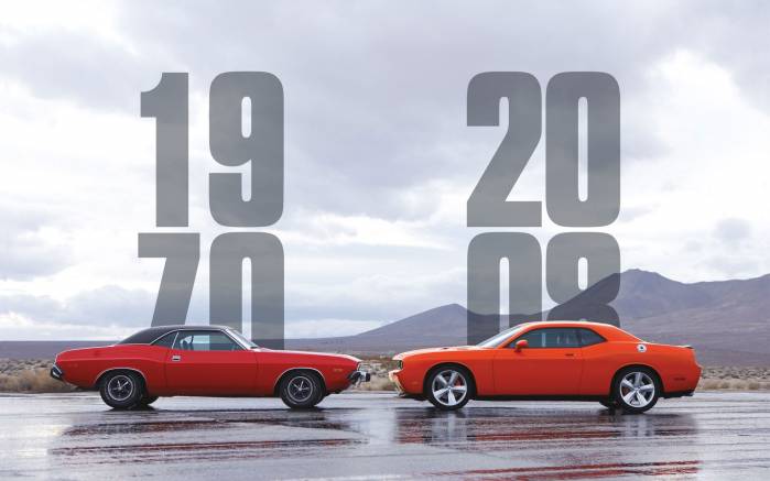 Широкоформатные обои Эволюция Dodge Challenger, Решетка Додж Челленджер (Dodge Challenger)