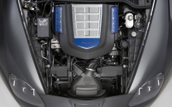 Широкоформатные обои Двигатель Chevrolet Corvette ZR1 2009, Двигатель Шевроле Корвет (Chevrolet Corvette ZR1 2009)