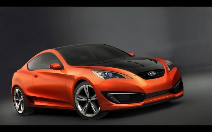 Широкоформатные обои Вид спереди Hyundai Genesis Coupe Concept, Красный Концепт Хундай Дженезис Купэ Концепт (Hyundai Genesis Coupe Concept)