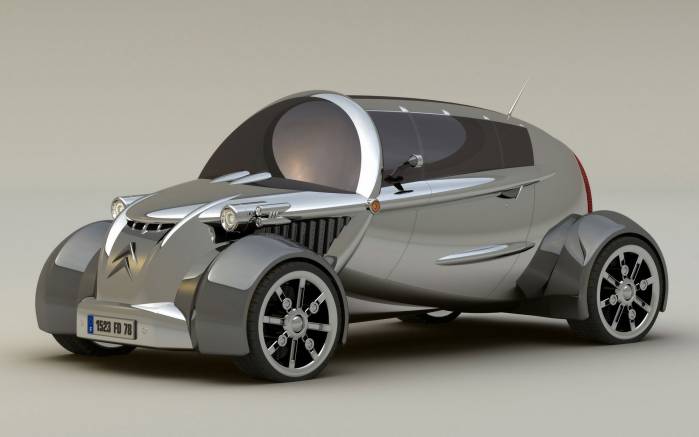 Широкоформатные обои Вид спереди Citroen 2CV Concept, Вид спереди Ситроен (Citroen 2CV Concept)