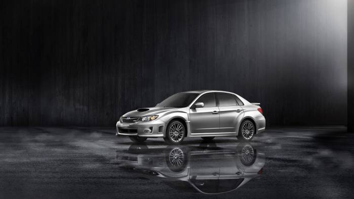Широкоформатные обои Боковая часть Subaru Impreza wrx, Отражение Subaru Impreza wrx