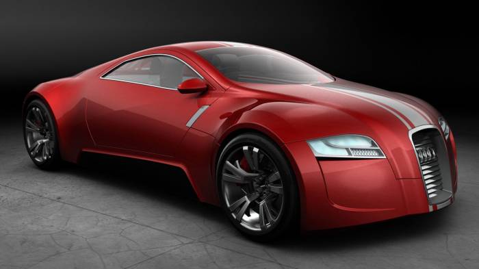 Широкоформатные обои Аudi r zero, Красная audi r zero