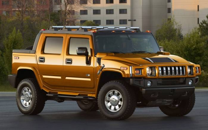 Широкоформатные обои Золотистый Hummer H2, Золотистый Хаммер (Hummer H2)