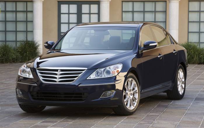 Широкоформатные обои Вид спереди Hyundai Genesis Sedan, Вид спереди Хундай Дженезис Седан (Hyundai Genesis Sedan)