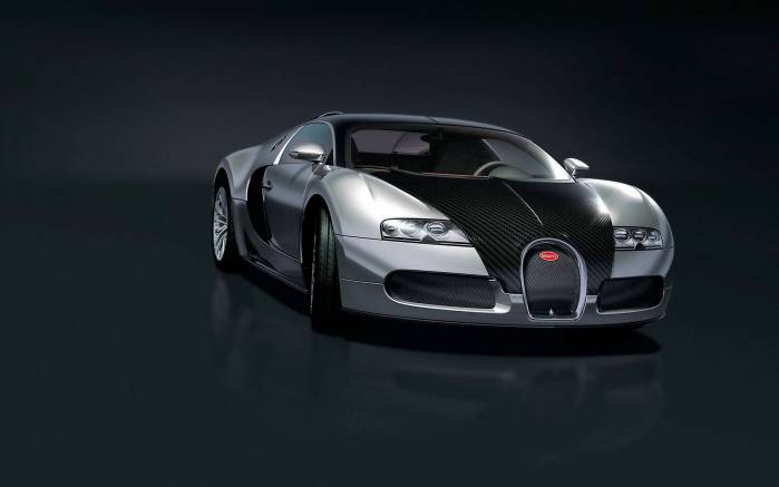 Широкоформатные обои Вид спереди Bugatti Veyron pur sang, Вид спереди Бугатти Вейрон (Bugatti Veyron)
