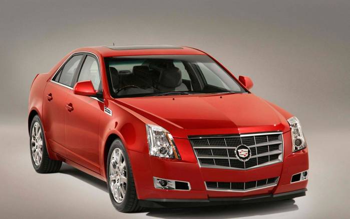 Широкоформатные обои Красный Cadillac CTS 2009, Красный Кадиллак (Cadillac CTS 2009)