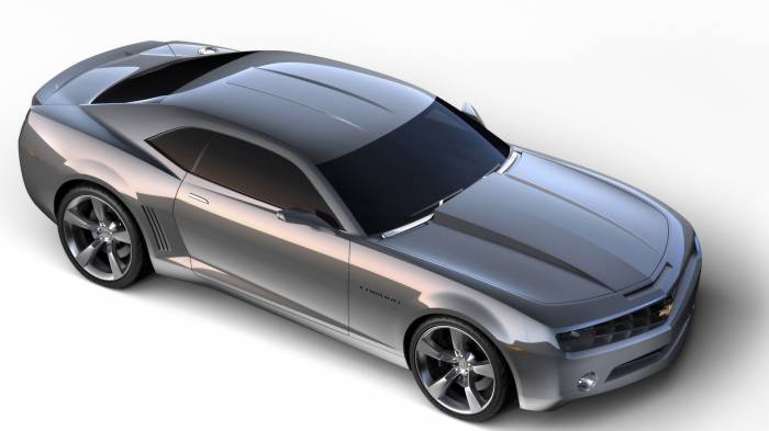 Широкоформатные обои Мощный chevrolet camaro, Серебристый camaro