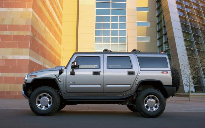 Широкоформатные обои В городе Hummer H2, В городе Хаммер (Hummer H2)