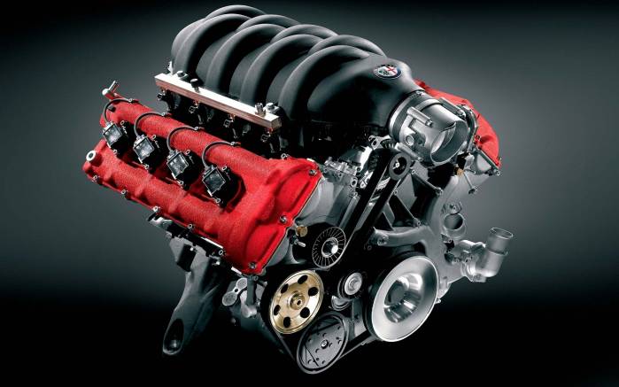 Широкоформатные обои Alfa Romeo Competizione мотор, Мотор Альфа Ромео Компетишн (Alfa Romeo 8C Competizione)