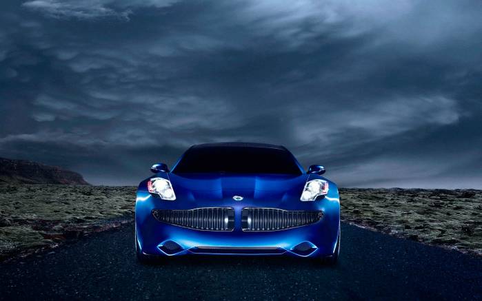 Широкоформатные обои Fisker Karma спереди, Фискер Карма Гибрид вид спереди (Fisker Karma Hybrid)