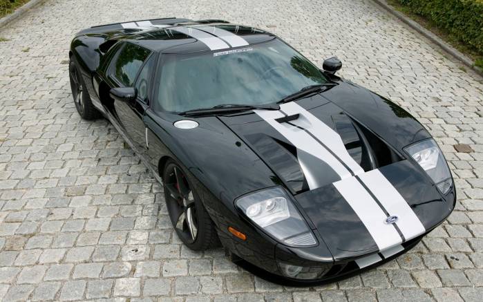 Широкоформатные обои Черный Ford GT, Вид спереди Форд (Ford GT)