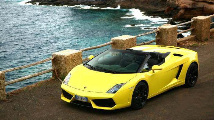 Широкоформатные обои Передняя часть Lamborghini gallardo lp560, Желтый Lamborghini gallardo lp560