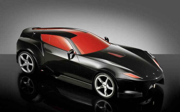 Широкоформатные обои Концепт Ferrari, Арт-дизайн черного Феррари (Ferrari )