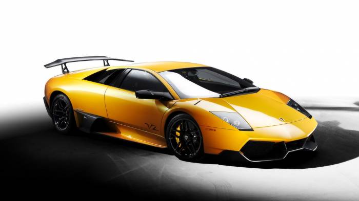 Широкоформатные обои Оранжевый Lamborghini murcielago lp 670, Вид на боковую часть Lamborghini murcielago