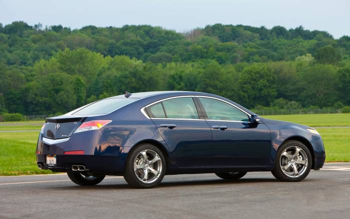 Широкоформатные обои Синяя Acura TL 2009, Синяя Акура вид сзади (Acura TL 2009)