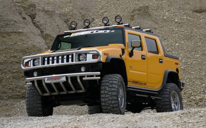 Широкоформатные обои Желтый Hummer H2 Geiger, Желтый Хаммер (Hummer H2 Geiger)