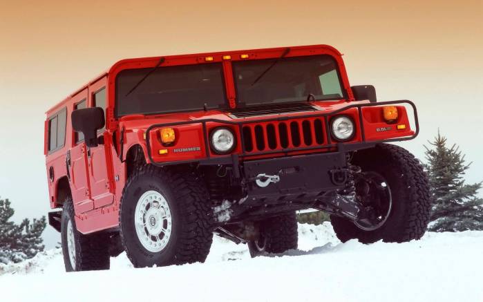 Широкоформатные обои В снегу Hummer H1, В снегу Хаммер (Hummer H1)