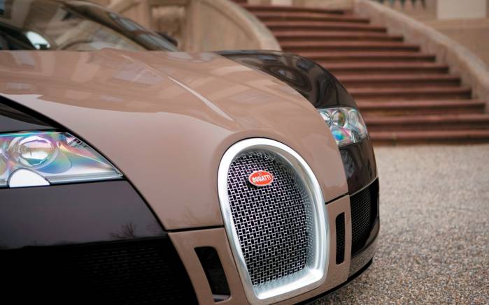 Широкоформатные обои Bugatti Veyron Hermes, Вид спереди Бугатти Вейрон Герсмес (Bugatti Veyron Hermes)