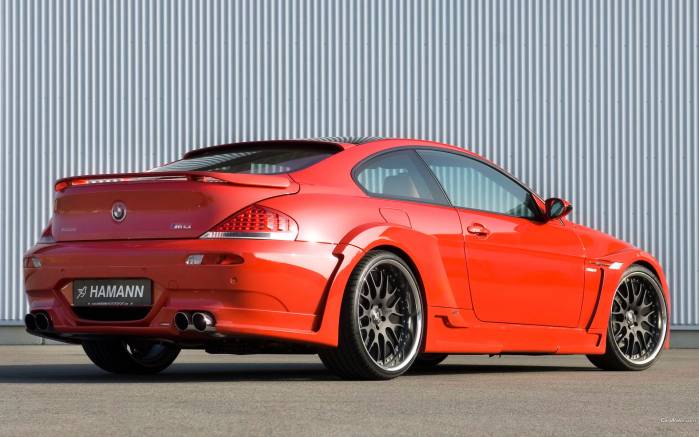 Широкоформатные обои Красный BMW M6 Hamann, Вид сзади БМВ М6 Хаман (BMW M6 Hamann)
