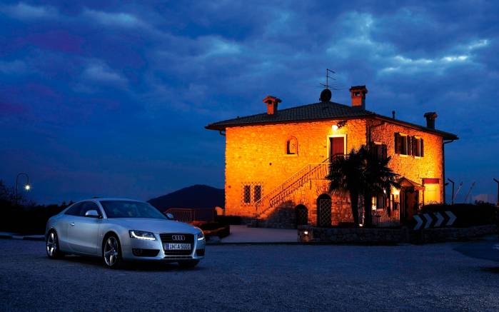 Широкоформатные обои Audi A5 ночью, Ауди А5 в ночи (Audi A5)