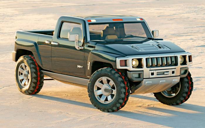 Широкоформатные обои На озере Hummer H3T, На соленом озере Хаммер (Hummer H3T)