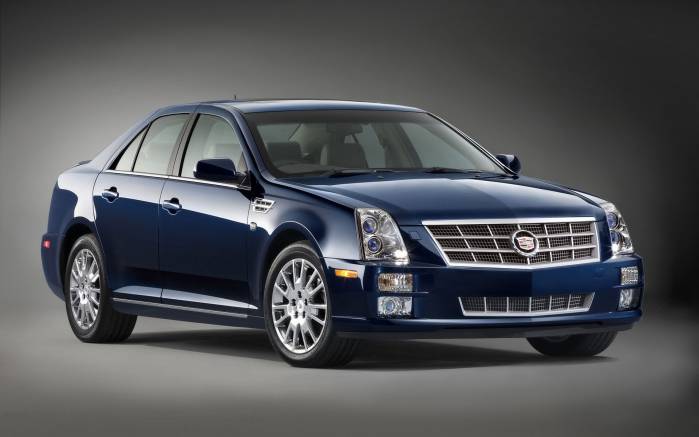Широкоформатные обои Синий Cadillac STS, Синий Кадиллак (Cadillac STS)