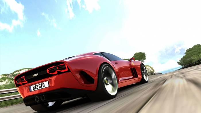 Широкоформатные обои Красный ferrari 612 gto, Жажда скорости