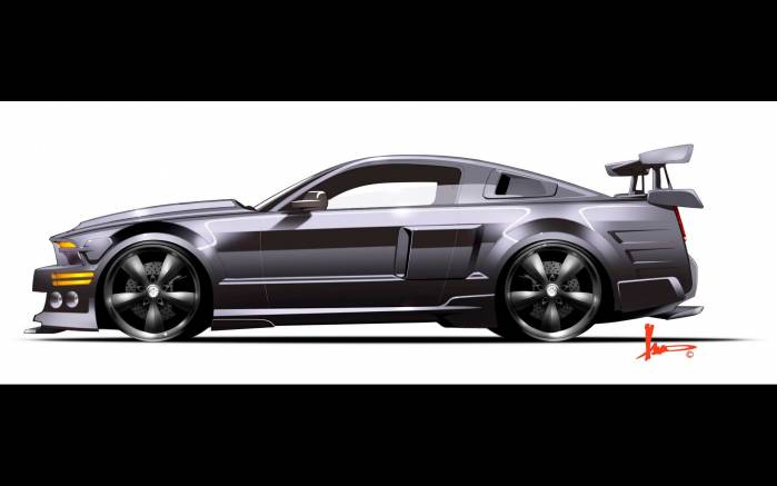 Широкоформатные обои Вид сбоку Knight Rider Shelby Mustang 500 GTR, Вид сбоку Найт Райдер Шелби Мустанг (Knight Rider Shelby Mustang 500 GTR)