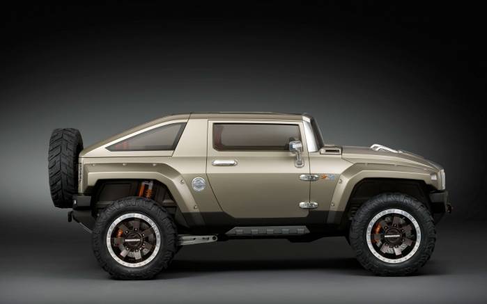 Широкоформатные обои Сбоку Hummer HX Concept 2008, Вид сбоку Хаммер Концепт (Hummer HX Concept 2008)