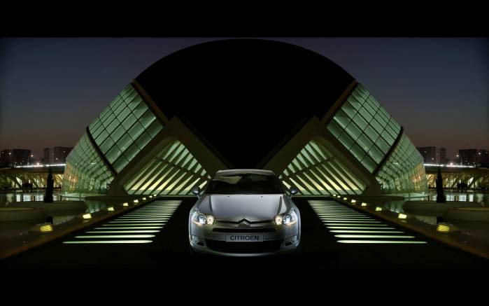 Широкоформатные обои Ночью Citroen C5 2008, Ночью Ситроен (Citroen C5 2008)