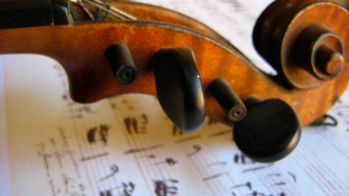 Широкоформатные обои Классическая музыка, Старая скрипка и ноты