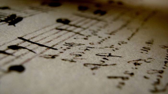 Широкоформатные обои Нотная рукопись, Старинная красивая рукописная музыкальная грамота