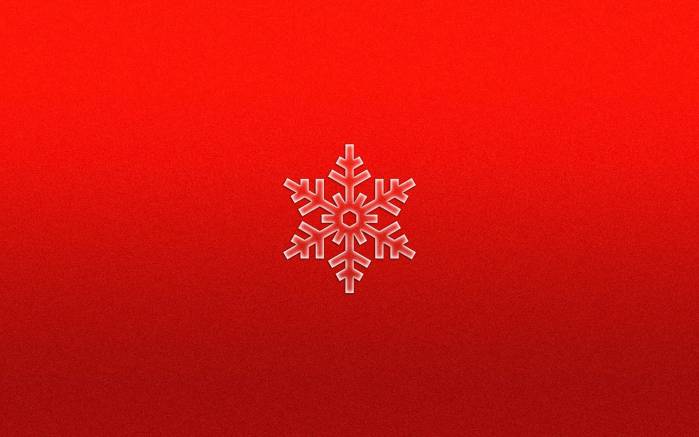 Широкоформатные обои Рождественский минимализм, Рождественская снежинка на красном фоне