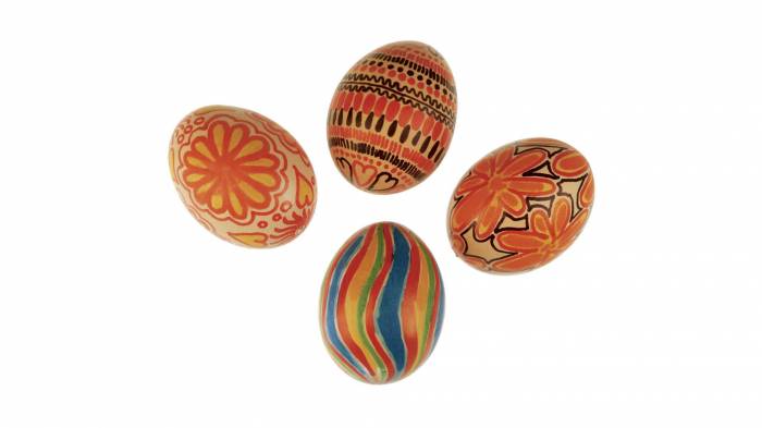 Широкоформатные обои Яйца в красках, Яйца расписанные краской