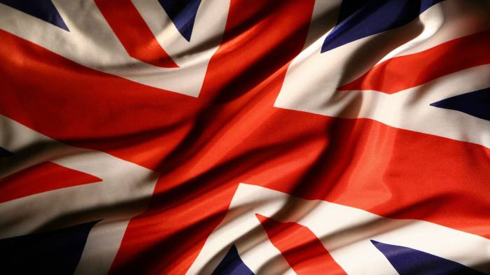 Широкоформатные обои Британский флаг, Смятый на ветру