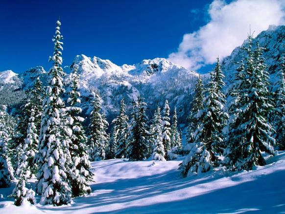 Широкоформатные обои Зимние горы, Пейзаж зимних гор