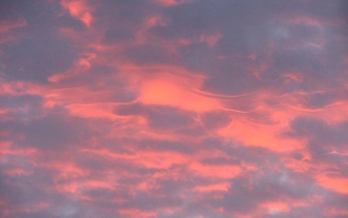 Широкоформатные обои Красивый закат, Картина облачного неба на закате