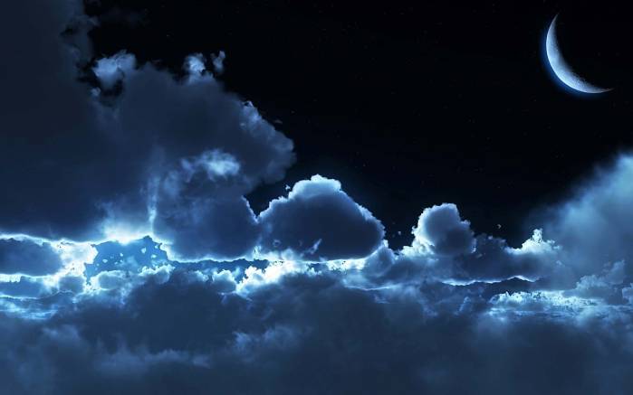 Широкоформатные обои Цифровое ночное небо, Ночные облака