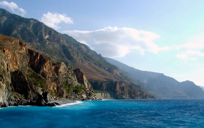 Широкоформатные обои Скалы Крита, Отвесные скалы острова Крит