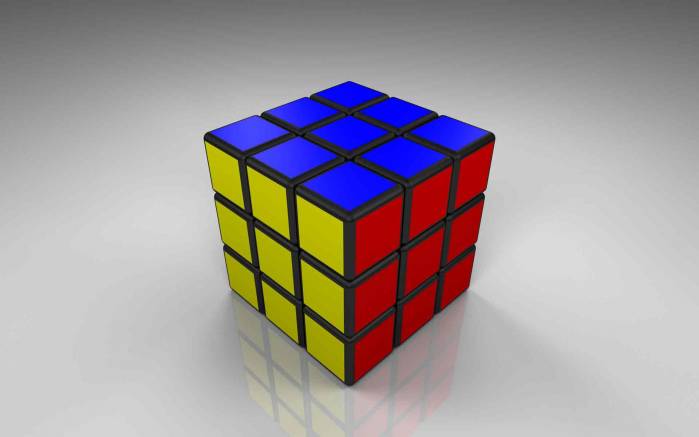 Широкоформатные обои Собранный, Собранный кубик Рубика