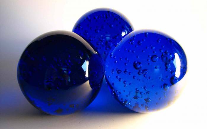 Широкоформатные обои Сферы, Три синие сферы