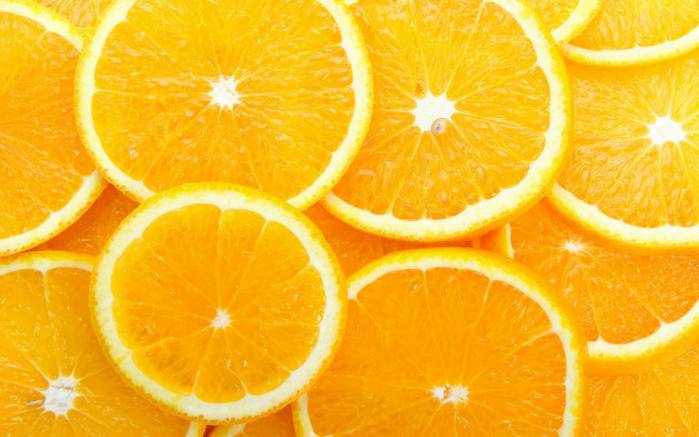 Широкоформатные обои Нарезанный апельсин, Нарезанный кружочками апельсин