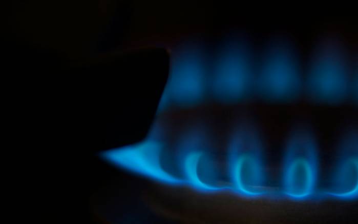Широкоформатные обои Синие пламя, Газовая плита с огнем