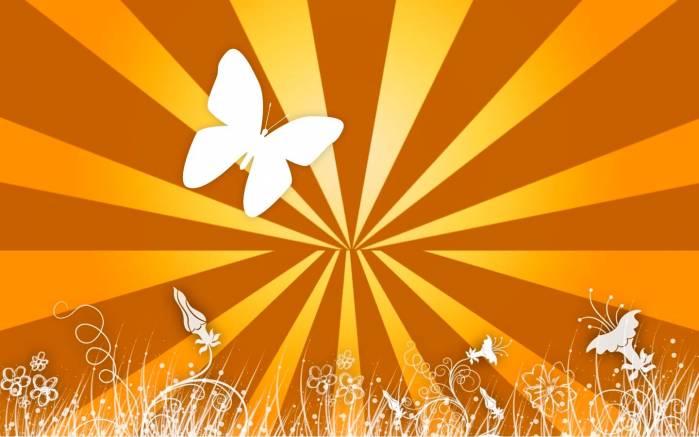 Широкоформатные обои Абстракция и бабочка, Контур белой бабочки на абстрактном фоне
