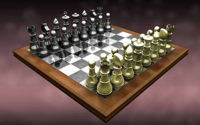 Широкоформатные обои Шахматы, Фигуры на шахматной доске
