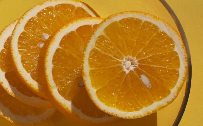 Широкоформатные обои Кусочки апельсина, Нарезанный апельсин